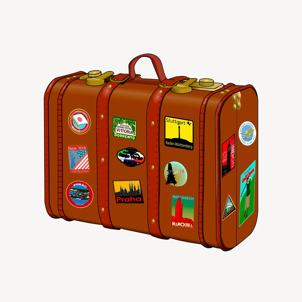 Vintage luggage clipart, travel illustration