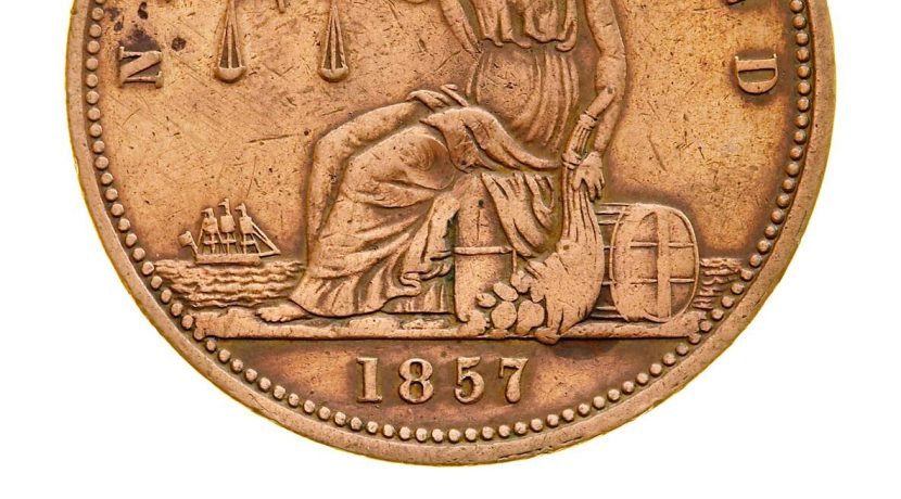 Token - 1 Penny, Day & Mieville, Merchants, Dunedin, Otago, New Zealand, 1857